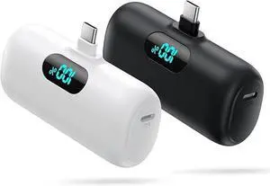 [2 Pack] Samll Portable Charger for iPhone 16/15 Series 5000mAh 3A PD USB C Power Bank Mini LCD Display Battery Pack Compatible with iPhone 16/16 Plus/16 Pro/15 Pro Max  Android/Moto/LG etc