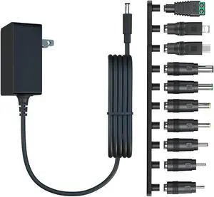 12V 2A Power Supply AC Adapter with 10 Tips ETL Certified Regulated 12 Volt Replacement Charger Cord for LED Strip Light CCTV Camera BT Speaker GPS Webcam Router DC Transformer (6ft)