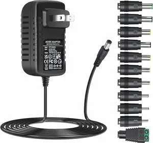 Universal AC Adapter 12V 2A Power Supply Charger 24W AC110V to DC12V 2000mA 1500mA 1000mA 500mA Power Driver 11 DC Plug Tips 12 Volt Converter Inverter Transformer ac dc Adapter(DC12V~2A)