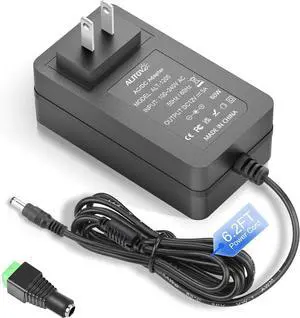 12V DC Power Supply 5A AC Adapter 100-240V 50-60Hz 12 Volt Transformer Converter 5 Amp 4A 3A with 5.5 x 2.5mm 2.1mm Plug for LED Strip Light CCTV Security Camera PC Monitor Router 6.2FT