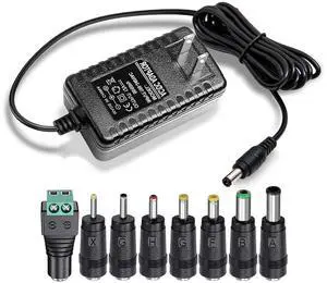 12V 2A AC Adapter Charger with 8 Tips ac/dc Adapter 100-240v 50/60hz 12 Volts 2000mA DC in 12V Power Supply Cord for  & WD My Book WD LED Strip Light CCTV Camera Router DC 12V 1.5A 1a Cable
