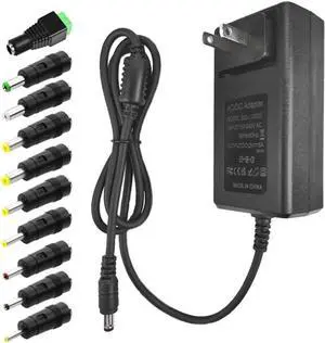 12V 5A Power Supply Universal Adapter AC 100-240V to DC 12Volt 5A 4A 3.5A 3A Power Cord with 10 Tips (5.5x2.5mm/4.8x1.7mm) for LED Strip Lights CCTV Cameras Router Modem & More