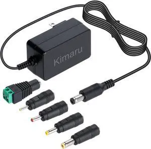 12V 2A Power Adapter for LED Strip Light CCTV Camera Webcam Router GPS BT Speaker Yamaha Keyboard Regulated 12 Volts 2000mA Power Supply Cord DC 12V Transformer with 5 Tips.
