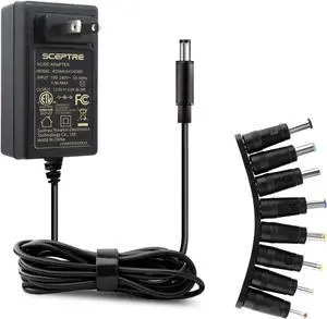 Power Adapter 12V-3A 2.5A 2A 1.25A 1A AC/DC Power Cord 5.5x2.1mm with 8 Tips Made for Sceptre Monitor Echo Smart Speaker & Display Webcam Router Mini PC Projector CCTV Bluetooth Speaker