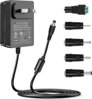 24V 1.5A 1A Power Supply Cord UL Certificate 100-240V AC to DC 24 Volt Power Adapter Compatible for 24Vdc 1.5A 1A 0.5A 0.1-1.5A LED Strips Light Essential Oil Diffuser (Not Battery Charger).