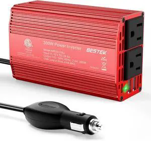 Power Inverter DC 12V to AC 110V - 300W Car Plug Adapter Outlet with 4.8A Dual USB Fast Charging Port - Car Charger Cigarette Lighter Adapter for Phone Laptop on Road Trip - Aluminum Housing