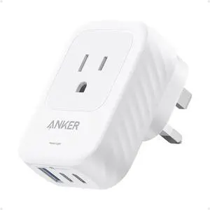 USA to UK International Plug Adapter Travel Adapter 15W Max with 2 AC 2 USB-C and 1 USB-A Port Ideal for iPhone 15 iPad Air and More Compact for Travel Cruise (TUV Listed)