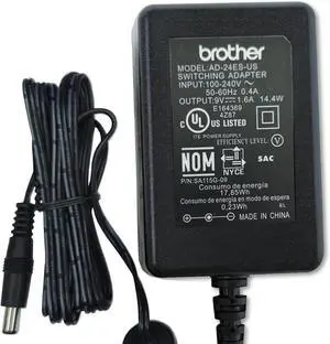 Genuine 9V 1.6A AC/DC Adapter for Brother P-Touch PT-1890 PT-D215E D201CS PT-D210 D220 D200VP PT-E100 PT-E105 E110 PT-H100 H110 H111 H200 Pro PT-P300BT Label Maker Printer AD-24ESA AD-24 Power Supply