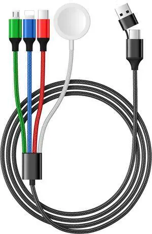 for  Watch Charger 4 in 2 USB C Cable for iPhone 16 Charger/Type C/Lightning/Micro USB Multi Charging Cable Cord Portable Travel Vacation Essentials Designed for iWatch &iPhone 16-12