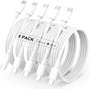 USB C Charger Cable - 5Pack 6FT (60W/3.1A) USB C to USB C Cable Type C Fast Charging Cord for iPhone 15/15 Pro/15 Plus/15 Pro Max MacBook Pro iPad mini 6/Pro 2021/Air 4  Galaxy S23