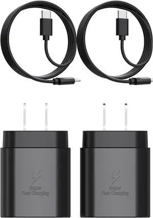 Type C Charger 2-Pack 25W Type C Fast Charging Block with USB C Charger Cable Compatible with Galaxy S23 Ultra/S23+/S22/S21/S20/Phone 16/16 Plus/16 Pro Max/15/15 Pro Max/15 Plus