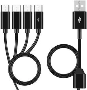 USB to Micro USB Splitter 4 in 1 Charging Cable for Multiple Devices 2.0 Type A Male to 4 USBMicro Male Adapter Cable for Data Sync Charging 1.64ft
