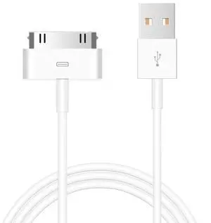 30-Pin Charger Cable Compatible for Old iPhone 4 4S 3GS Old iPad 1st 2nd 3rd Generation iPod Classic 1st 2nd 3rd Gen Touch 4th iPod Nano 5th 6th Gen USB Fast Charge & Sync Charging Cord 1-Pack
