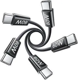 USB C Cable 5-Pack [3.3FT] USBC to USBC Cable for iPhone 16e 15 Pro Max Charger Cord 60W (3.1A) C to C Cable Fast Charging for  S25/S24/23 Switch 2 iPad MacBook Black