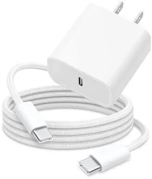 6FT 20W Fast Charger Adapter for AirPods 4 Gen 4 Generation  2 2nd AirPod Max 2024 iPhone 16e 16 15 iPad Air Pro 13/12.9 10th 5/4 USB Type C Woven Cable Charging Heads  and More