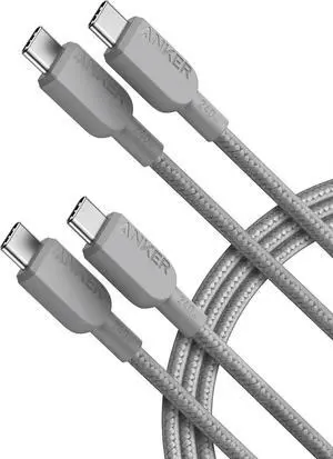 USB C to USB C Cable (2Pack 6FT) 240W Type-C Fast Charging Cord for iPhone 16/15 Series MacBook Pro 2020 iPad Air 4 and More (Grey)
