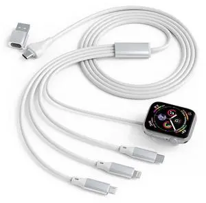 4 in 2 USB C Multi Charging Cable for  Watch Charger-Portable Magnetic Fast Charging Cord MFi Certified & Data Sync Travel Charger for iWatch Ultra/SE2/10/9/8/7/6/5/4/3/2/1/SE iPhone 16 15 14-6FT