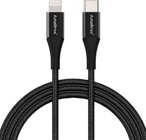 USB C to Lightning Cable 4Ft [ MFi Certified] 3A Fast Charging Type-C to Lightning Woven Charger Cable Car Play Charging Braided Cable for iPhone 14/13/12/11/XS/XR/8 Series - Black