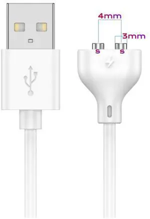 2 Prong Magnetic USB DC Charger Cable Replacement Charging Cord 4mm-0.16 31.4Inch Long Charger for Toys/Facial Cleanser/Electric Toothbrush (4mm-0.16in)