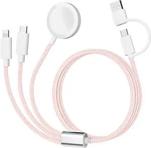 ???????????????? ?????????? ???????? Charging USB C Watch Phone Charger 3 in 2 Cable Compatible with  Watch Ultra SE Series 1-9 Universal Travel Multi Devices All in One Cord 4FT/1.2M-Pink