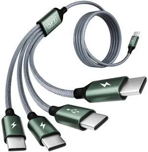 USB C to C Cable with 4 Type-C Ports(5FT) Travel Essentials Multi Charging Cable USB C Splitter Charging for iPhone 16/15 Galaxy S24/23 Switch Power Bank When Business Trip Camping Europe Travel