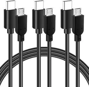 3-Pack USB-C to Micro USB Cable - 4 FT Supports Fast Charging & Data Sync Compatible with MacBook Pro Galaxy S7/S6 Kindle Pixel 3XL/2XL & More