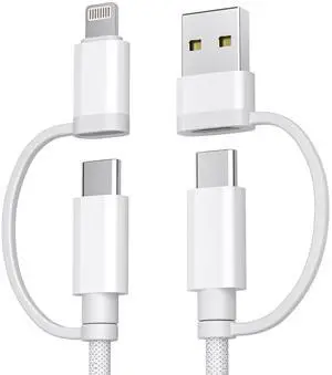 for iPhone 16 15 Pro 4 in 1 USB C Charger Cable Universal Charging Cord 6.6FT for AirPods 4/4th Generation 60W Multi Charger Cord with USB C/Lightning Adapter for iWatch S25 S24 iPad Air
