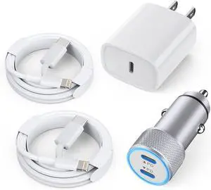 iPhone Car Charger Dual USB C Fast Car Charger 40W Type C iPhone Charger Car Fast Charger iPhone+ 2pack 3.3ft Lightning Cable + 20W PD iPhone Charger Fast Charging for iPhone 14/13/12/11 Pro Max/iPad