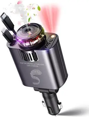 Retractable Car Charger USB C Fast Charging 120W Car Accessories Cigarette Lighter Adapter with Aromatherapy Starlight Car Charger iPhone16 15 14 13 12 11 Essentials Gifts for Traveler Men Women