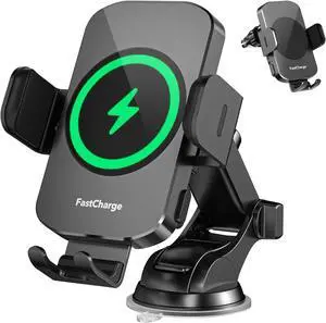 Wireless Car Charger Fast Charging 15W Auto Clamping Car Charger Phone Holder Phone Mount for iPhone16 15 14 13 12 11 Pro Max Xs  Galaxy S24 Ultra S23 S22 S21 S20 S10+ Note 9 etc