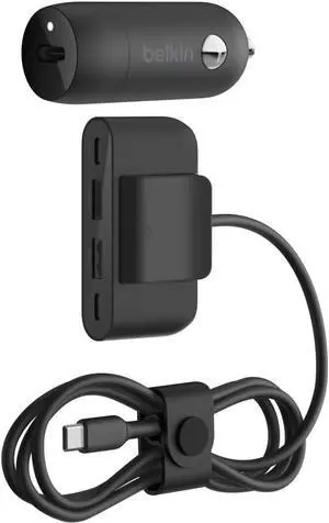 BoostCharge? 30W Fast Car Charger USB-C Power Delivery Port 4-Port USB Power Extender Universal Compatibility for iPhone 16 Galaxy S25 Note Series Nintendo Switch 2 and More - Black