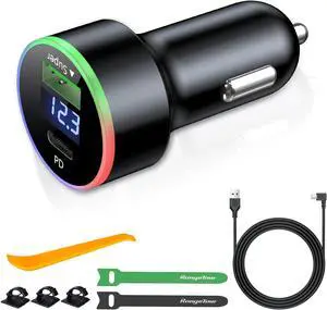 Dash Camera Car Charger Mini USB Interfaces Car Phone Charging USB-C Port 18W L-Type Driving Recorders Power Cord Universal Adapter Power Cord 3.5m/11.5ft 12V-24V to DC 5V 3A