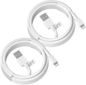 Car Carplay Cable 6FT Car Charger Cord Lightning to USB A Cords Compatible for  iPhone 14 13 12 11 Pro Max XR XS X 8 7 6 Plus SE iPad Two Pack White
