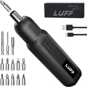 Electric Screwdriver Set 4V Cordless Rechargeable Screwdriver with 250 RPM Powerful Motor USB-C LED 1 Drill Bit 12 Bits for Furniture/Electrical