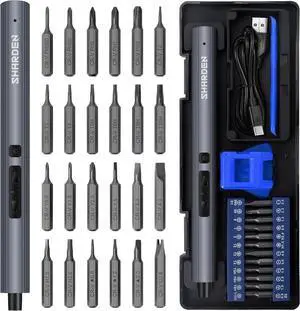 SHARDEN Mini Electric Screwdriver 29 in 1 Small Electric Screw Driver Kit with 24 Magnetic Bits Precision Cordless Repair Tool for Phone Camera Laptop Watch