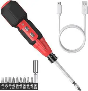 Cordless Power Screwdriver Rechargeable Electric Screwdriver Sets Portable Automatic Home Repair Tool Kit Motorized Screwdriver with USB Cable and LED Lights