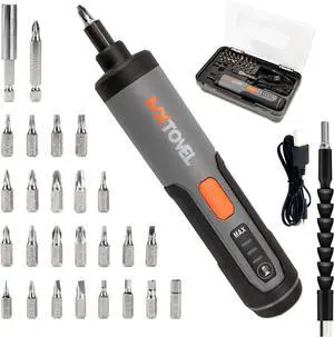 4V Electric Screwdriver Kit Adjustable Torque Cordless Screwdriver Rechargeable Set with LED Work Light Automatic Screwdriver with 26 Magnetic Bits Set Extension Rod Type C Cable Carrying Case