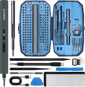 Mini Electric Screwdriver Set 155 in 1 Small Powered Screwdriver Cordless 140 S2 Magnetic Bits 3 Torque Settings 650mAh Battery electronics tool kit for Computer Laptop RC PC Xbox