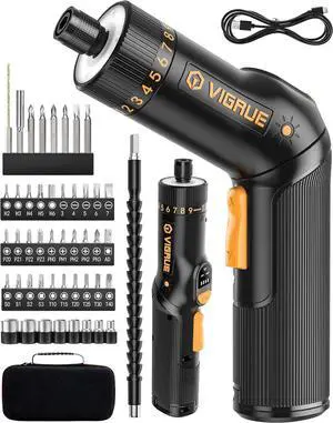 Cordless Screwdriver Set 8V Max 10Nm Rechargeable Electric Screwdriver with 47 Accessories 320RPM/10+1 Torque Setting power screwdriver kit 2 Position Handle with LED Light