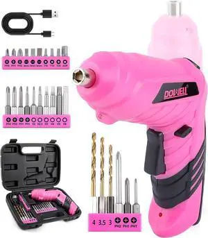 Power Electric Cordless Screwdriver Set Rechargeable 3.6V Power Screwdriver Kit Tools for Women with 27pcs Accessories Pink