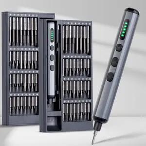 Mini Electric Screwdriver Set - 68 in 1 Power Screwdriver with Magnetic Bits - 64 S2 Universal Bits 5 Torque Settings 4 LED Lights - Tool Kit for Repairing Phones Cameras Laptops Watches
