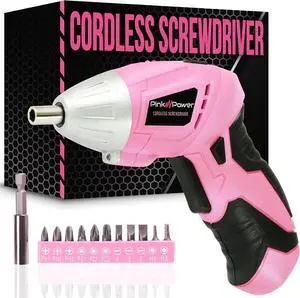 3.6 Volt Electric Screwdriver Cordless Rechargeable Screw Gun & Bit Set for Women - Cordless Screwdriver LED light Battery Indicator and Pivoting Head - Small Power Screwdriver