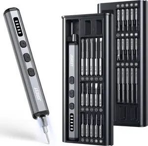 JOREST Mini Electric Screwdriver Precision Set with 38-in-1 Magnetic Bits 5 Torque Settings LED Light Repair Tool Kit for iPhones Laptop Drone Game Console Camera Glasses Watches Toys