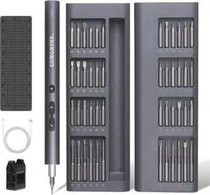 Mini Electric Screwdriver-50 in 1 Precision Small Electric Screwdriver Set for PC Building with LED Light & 48 bits Magnetizer Magnetic Mat Handy Repair Tool for Phone Watch Camera