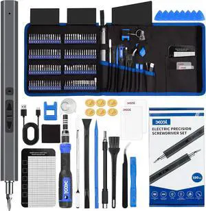 150 in 1 Electric Screwdriver Set Precision Screwdriver Set with 120 Magnetic Bits Rechargeable 2 Gears Torque Power Screwdriver Kit for Electronics Computer Laptops Phone PC Game Console