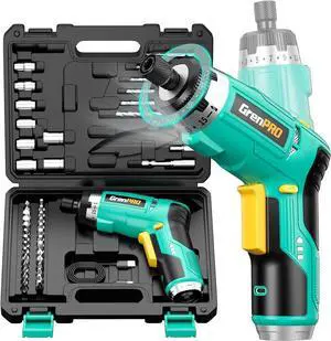 Electric Screwdriver Set Rechargeable 3.6V Cordless Screwdriver Kit with 44pcs Accessories 15+1 Torque Settings 2-Position Handle with LED Light 5Nm for Home DIY Crafts Projects