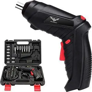 Electric Screwdriver 3.6V Cordless 44pcs Screwdriver Bit Set Front LED Light Flexible Shaft Micro USB Carrying Case Ideal for Home Improvement & Furniture Assembly