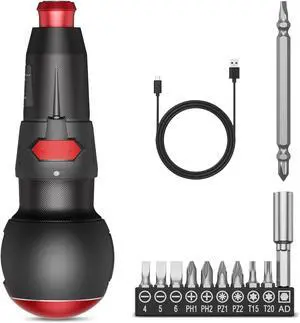 3.6V Cordless Screwdriver Set Electric Screwdriver Rechargeable Power Screwdriver Electric Ball Grip Screwdriver 3N.m/10N.m MAX 280 RPM Type-C Charging LED Light for Electronics DIY
