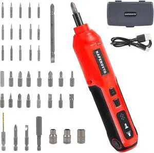 Electric Screwdriver Kit Screwdriver 5 Torque Settings Cordless electric screwdriver with LED work light 36 screwdriver bits 3 sockets Magnetic Chuck Color box tool storage set