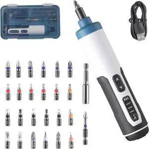 Electrical Tools  Compact Power Screwdriver Kit Magnetic & Micro Screwdriver Set Includes 26pcs Bit Set USB Charging Cable Carrying Case